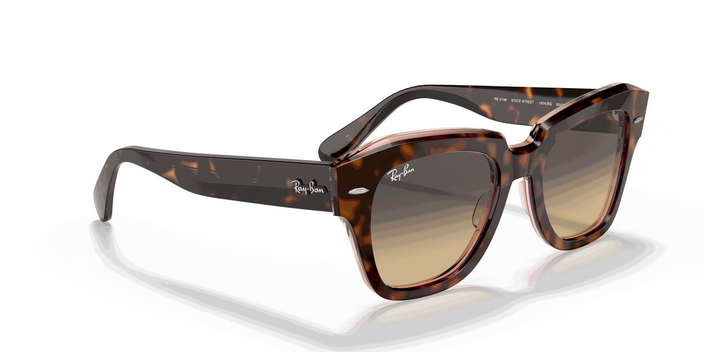 [Brown/Blue Gradient Lenses, Polished Havana On Transparent Pink Frame]