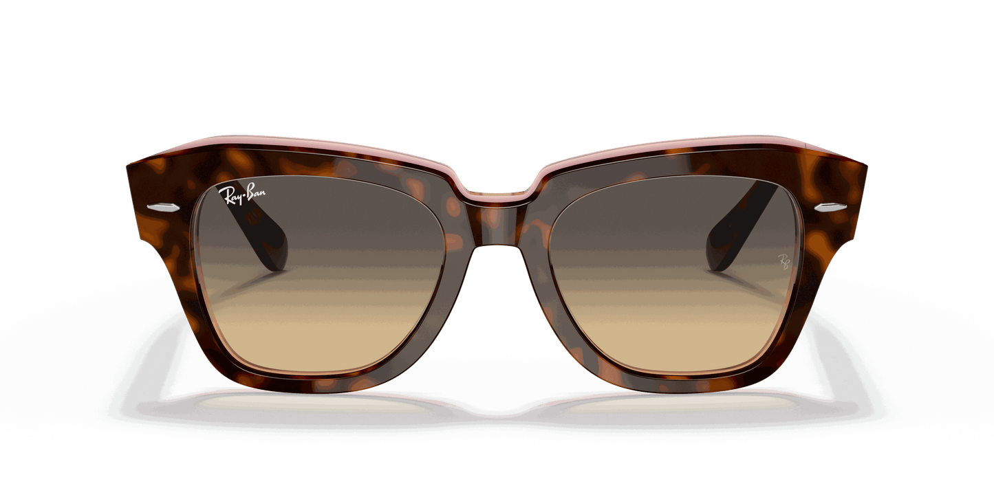 [Brown/Blue Gradient Lenses, Polished Havana On Transparent Pink Frame]