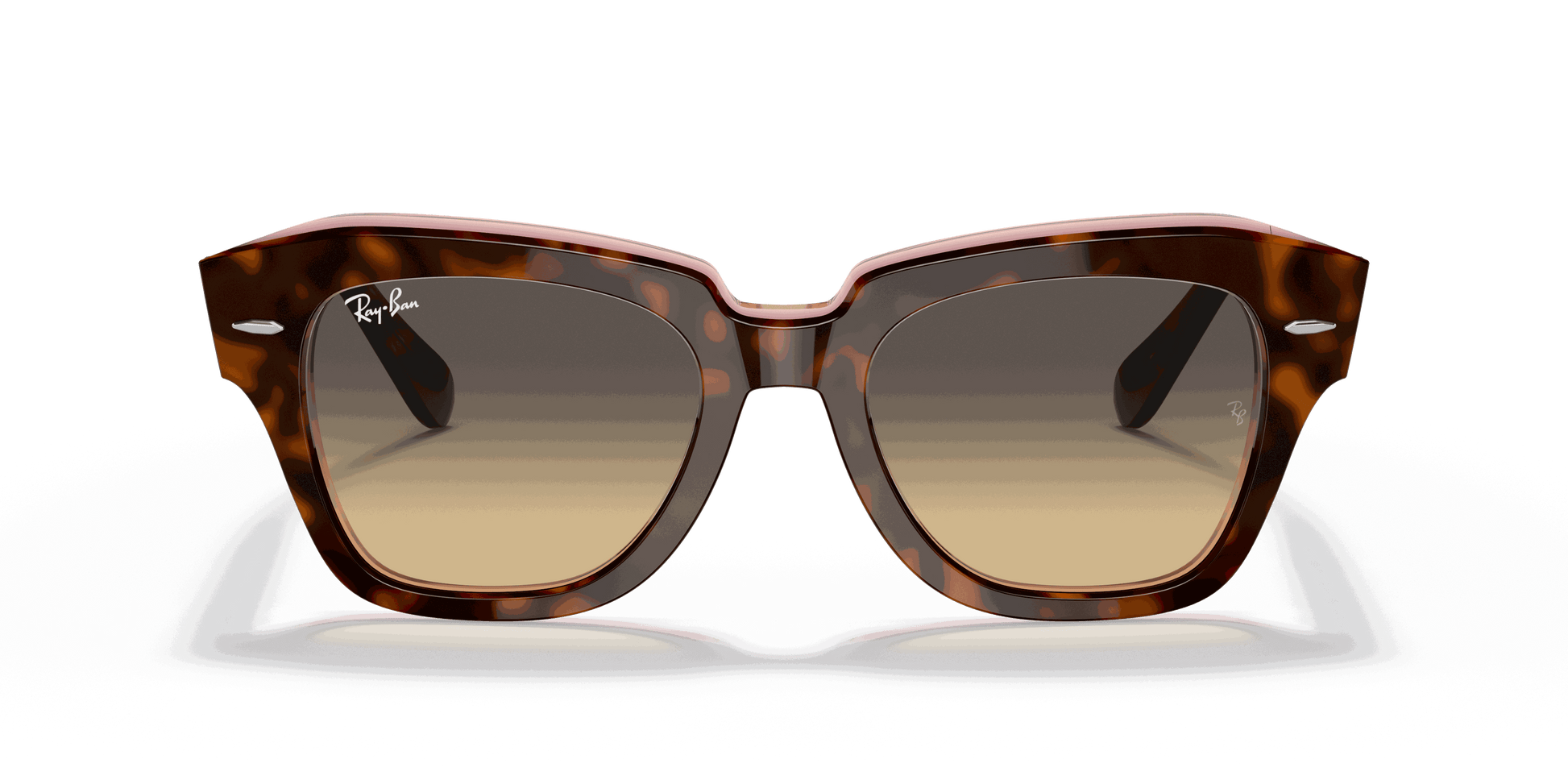 [Brown/Blue Gradient Lenses, Polished Havana On Transparent Pink Frame]