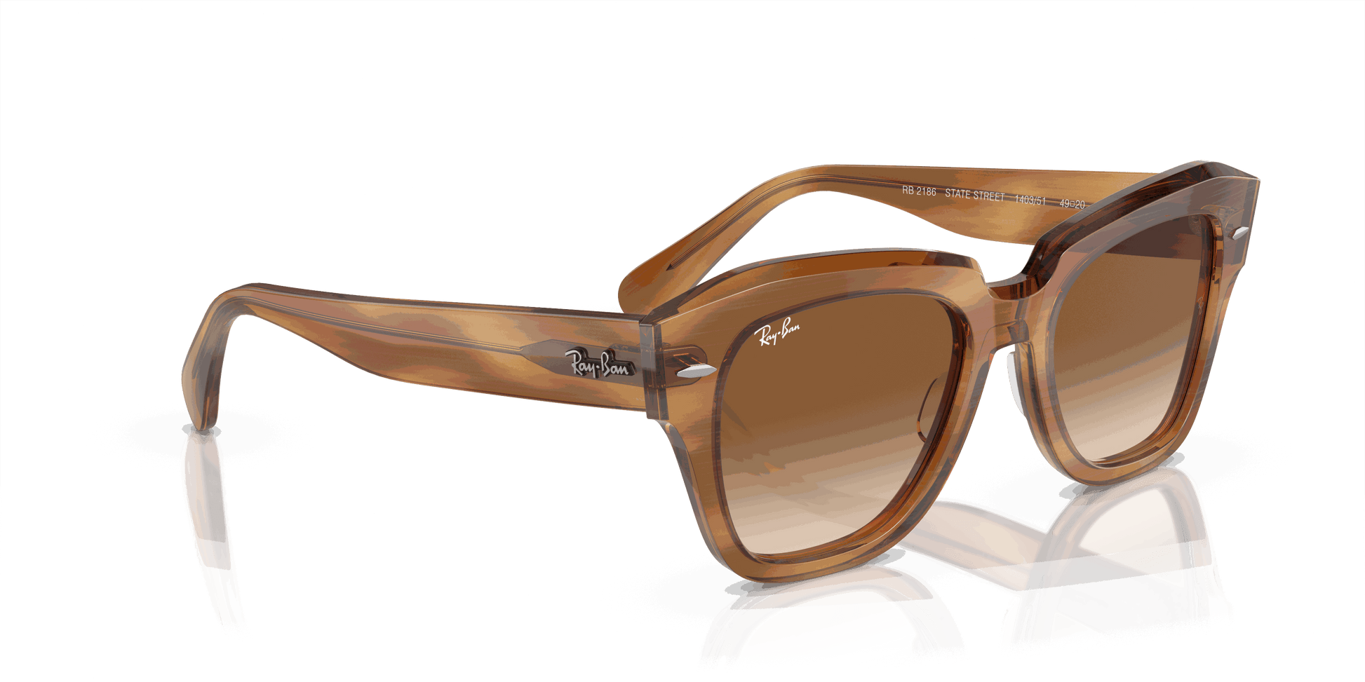 [Clear & Brown Lenses, Polished Striped Brown Frame]