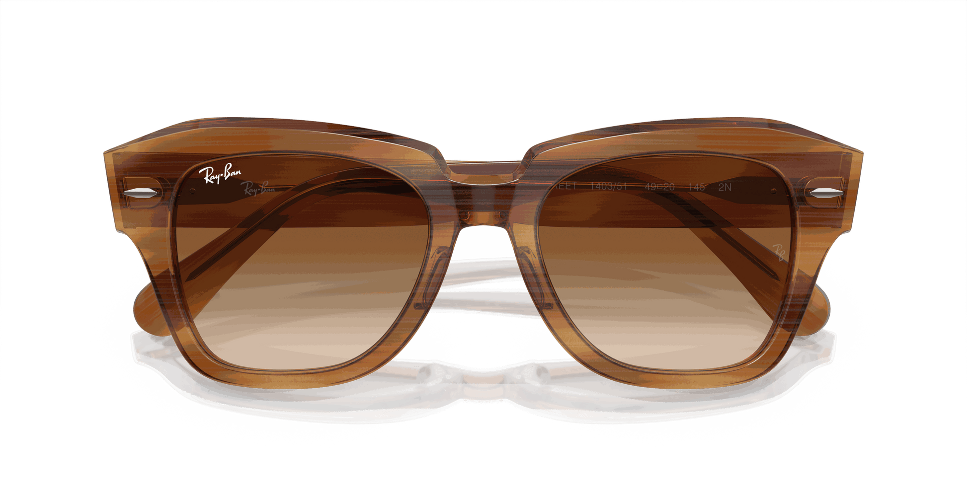 [Clear & Brown Lenses, Polished Striped Brown Frame]
