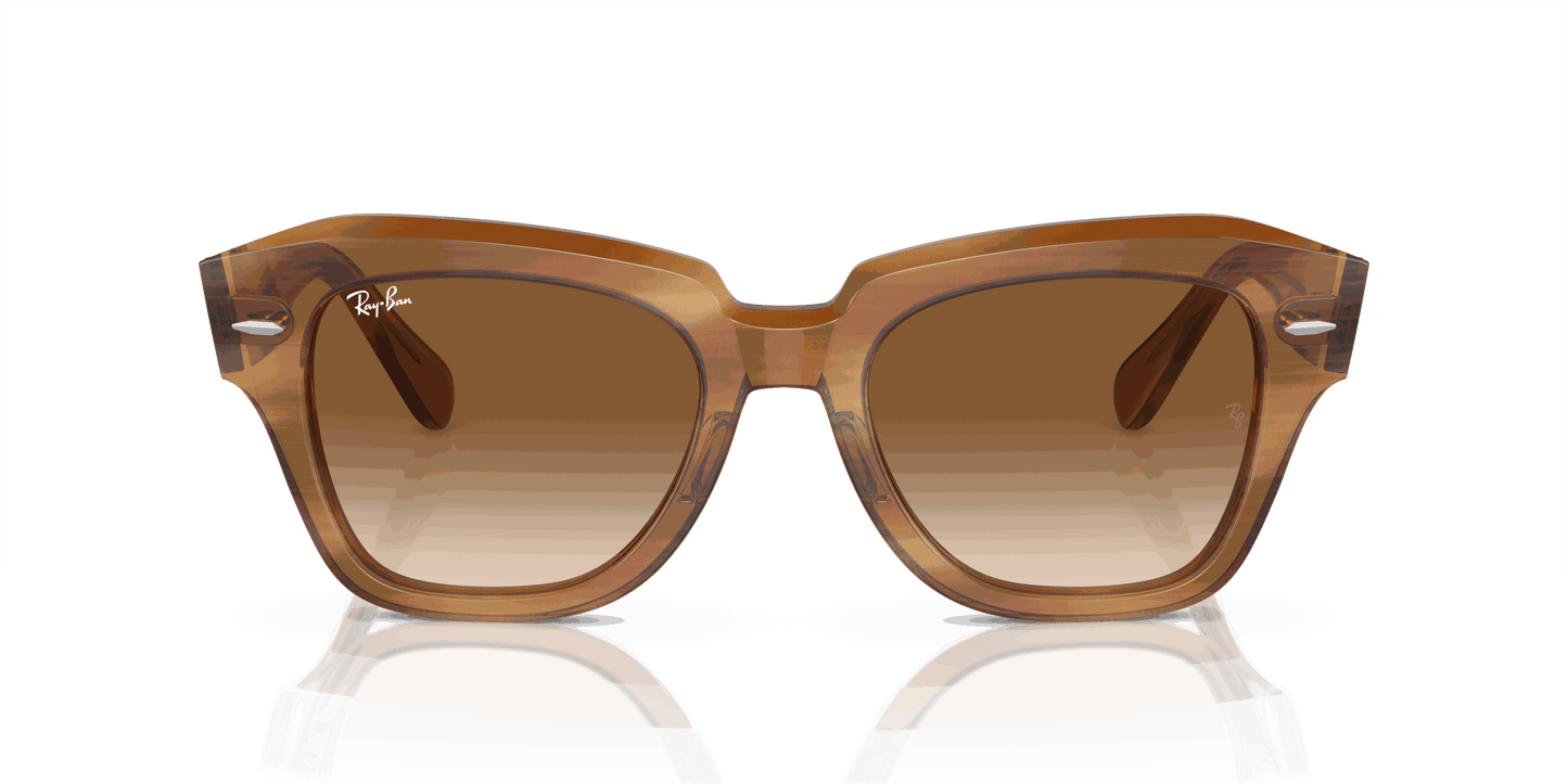 [Clear & Brown Lenses, Polished Striped Brown Frame]