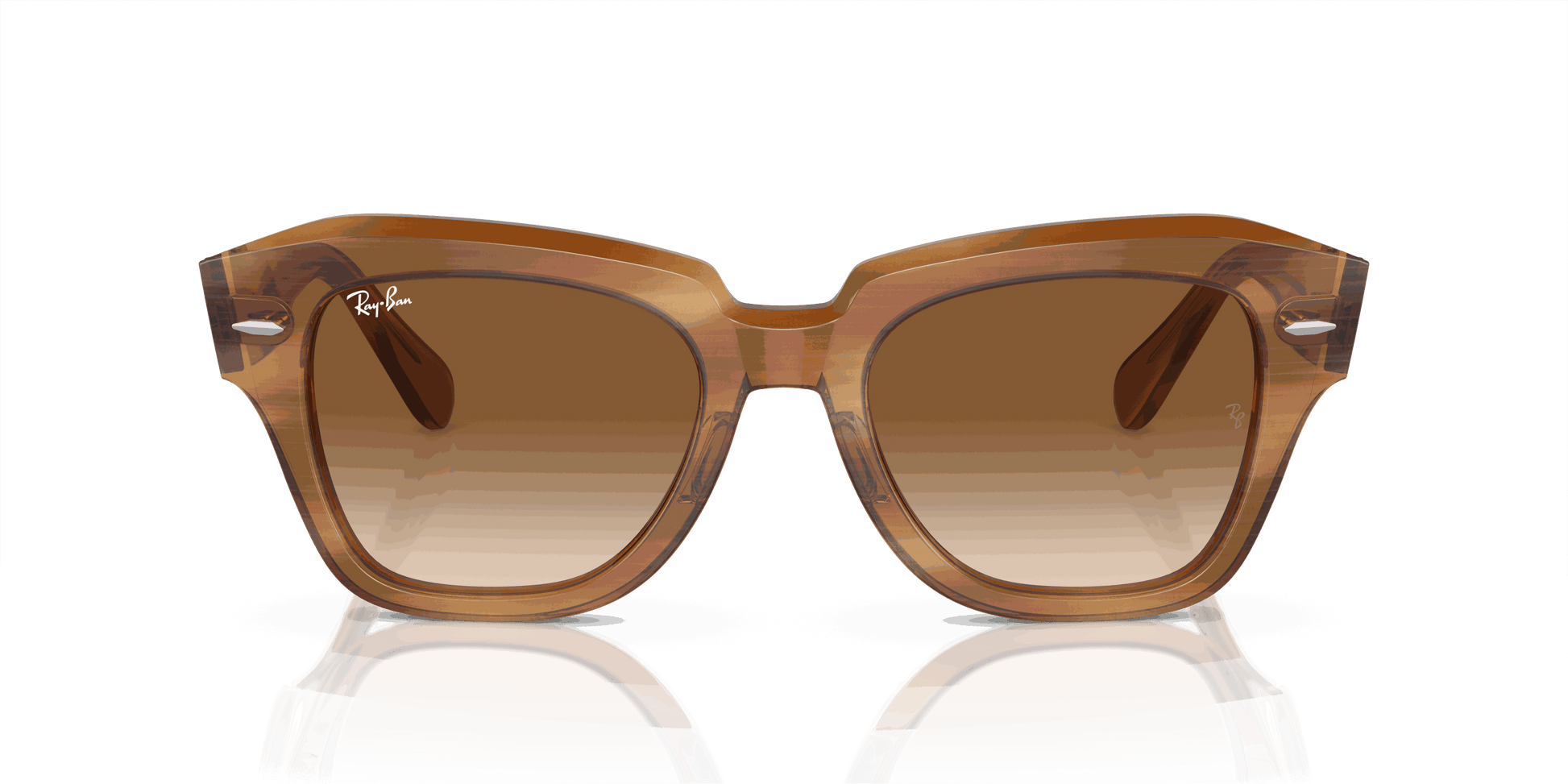 [Clear & Brown Lenses, Polished Striped Brown Frame]