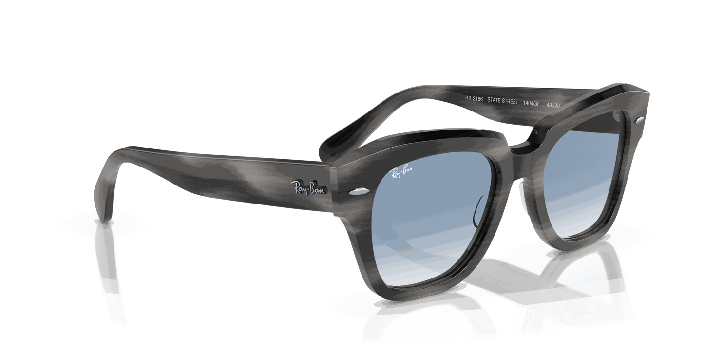 [Clear & Blue Lenses, Polished Striped Grey Frame]