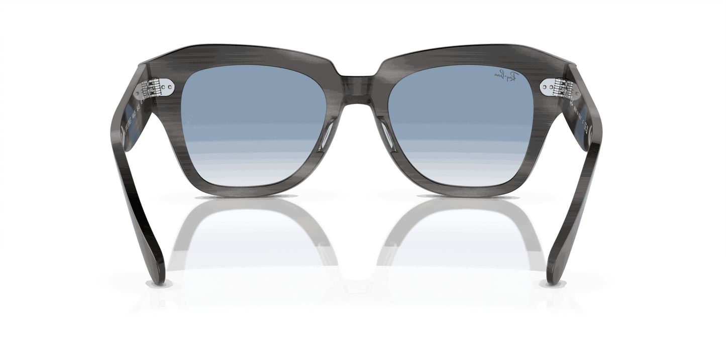 [Clear & Blue Lenses, Polished Striped Grey Frame]