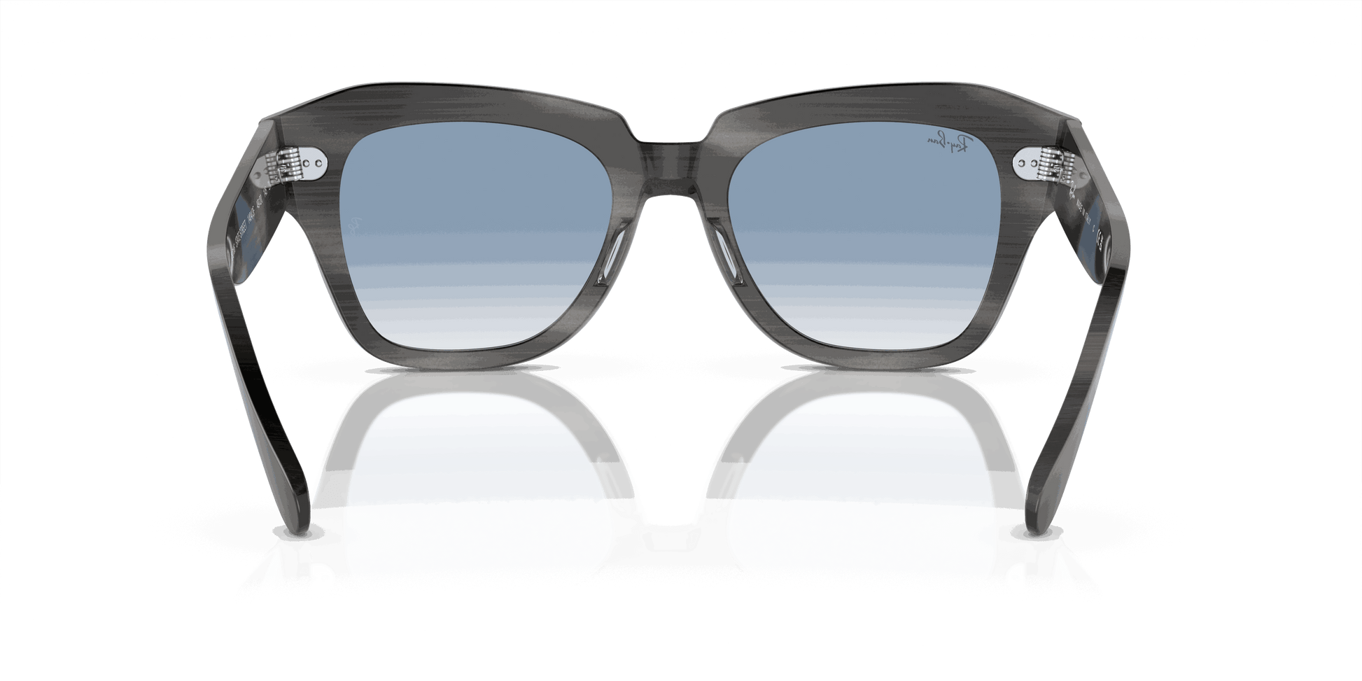 [Clear & Blue Lenses, Polished Striped Grey Frame]