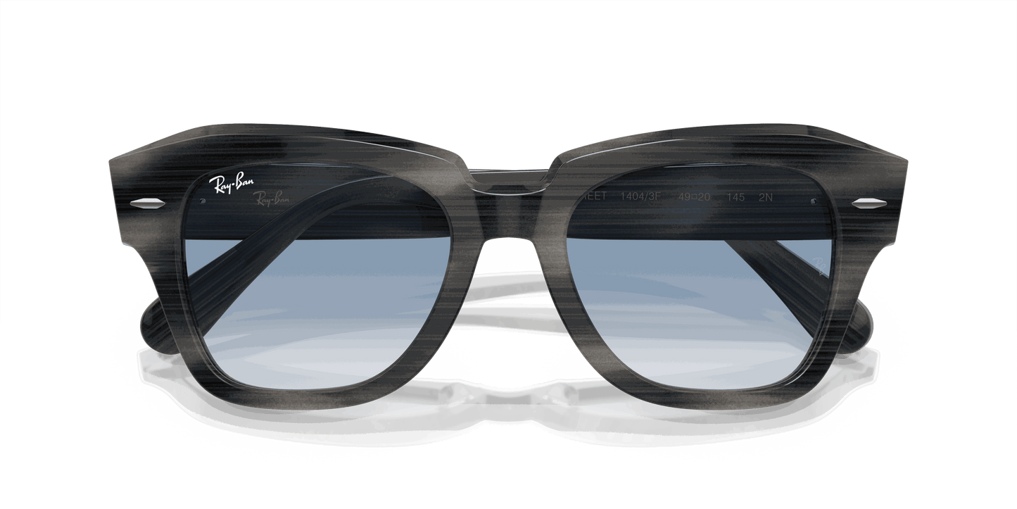 [Clear & Blue Lenses, Polished Striped Grey Frame]