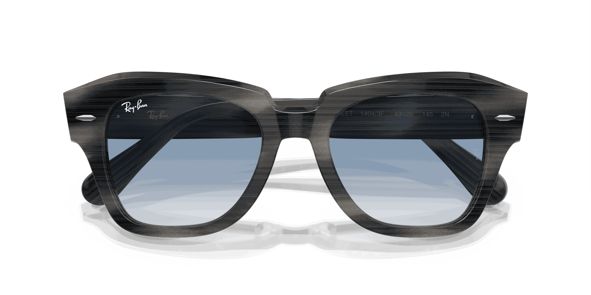 [Clear & Blue Lenses, Polished Striped Grey Frame]