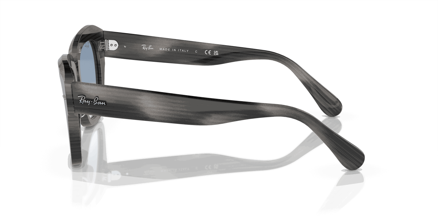 [Clear & Blue Lenses, Polished Striped Grey Frame]