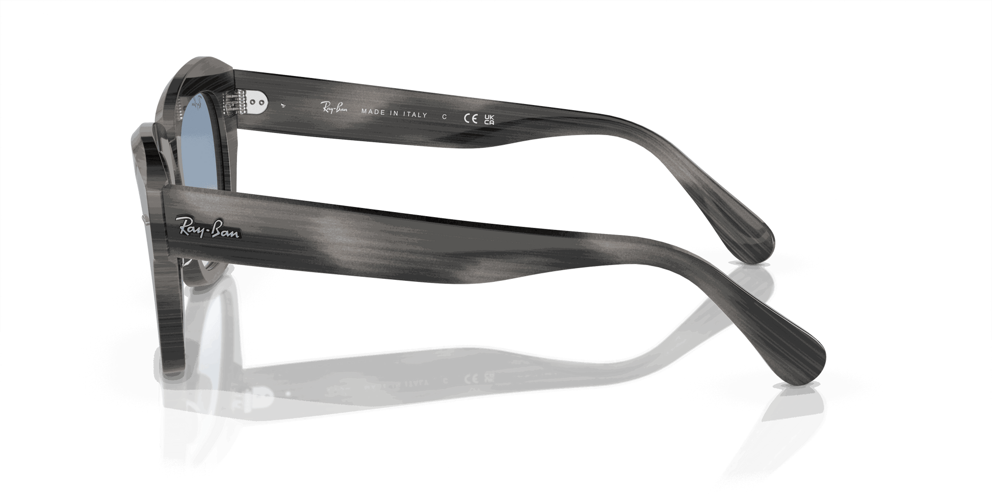 [Clear & Blue Lenses, Polished Striped Grey Frame]