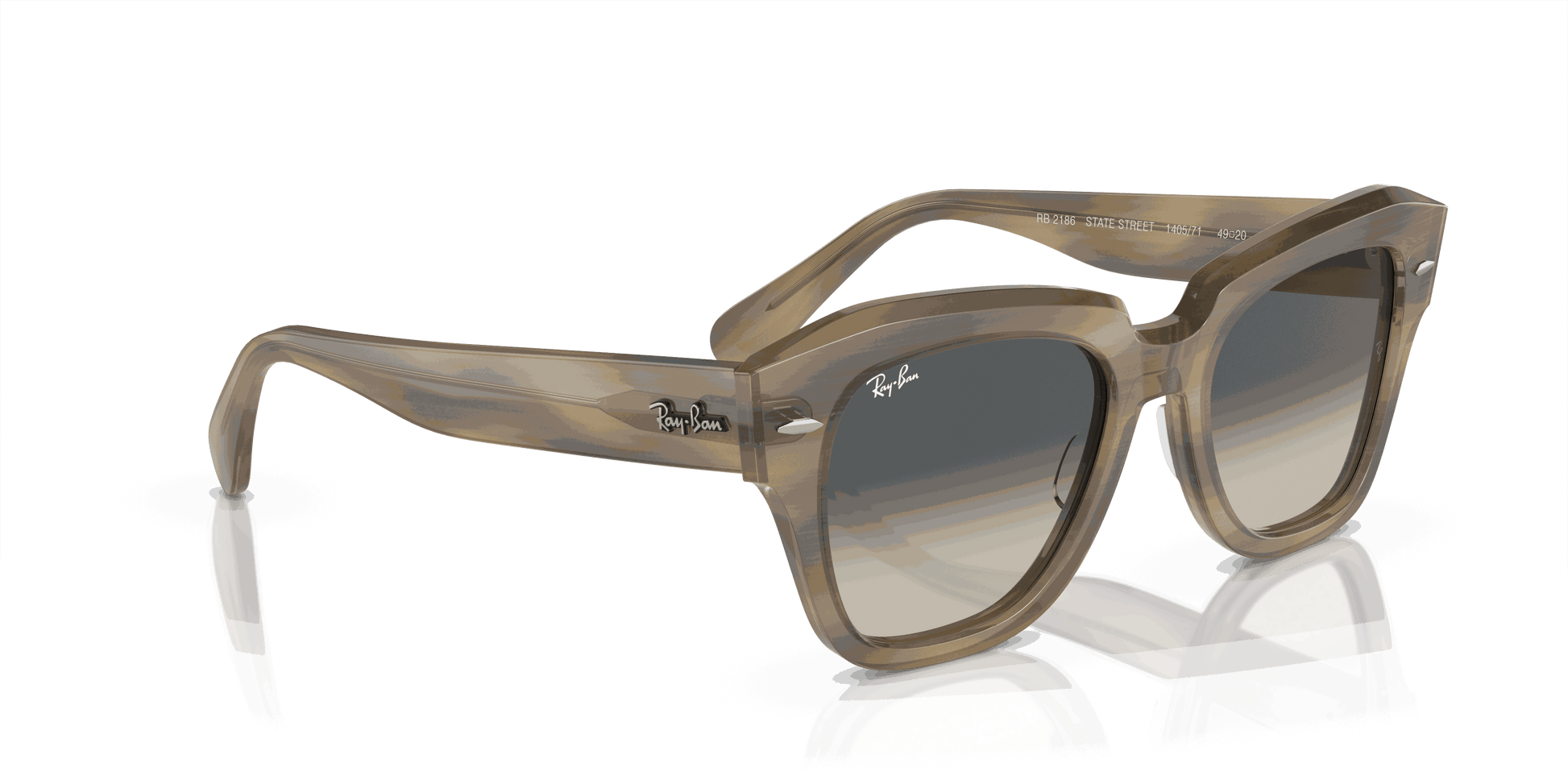 [Grey Lenses, Polished Striped Green Frame]