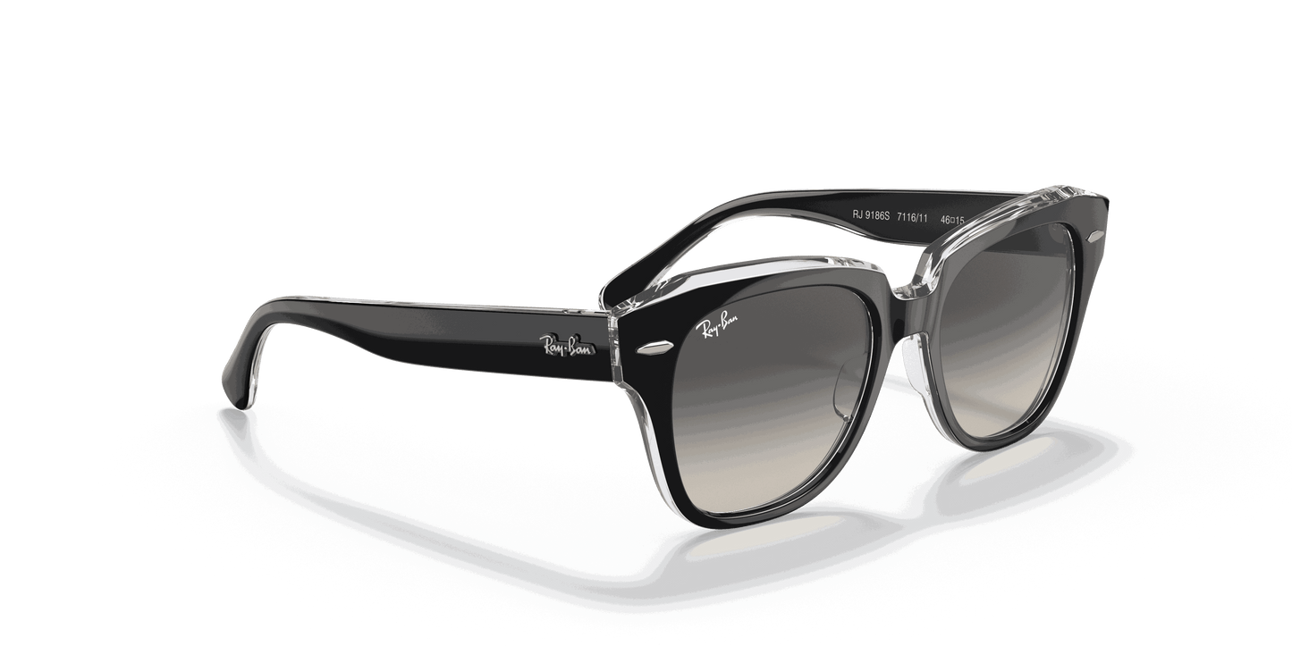 [Grey Gradient Lenses, Polished Black On Transparent Frame]