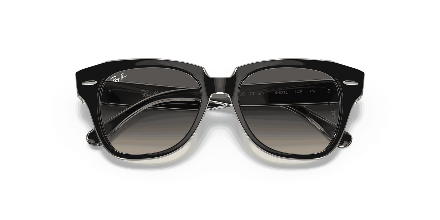 [Grey Gradient Lenses, Polished Black On Transparent Frame]