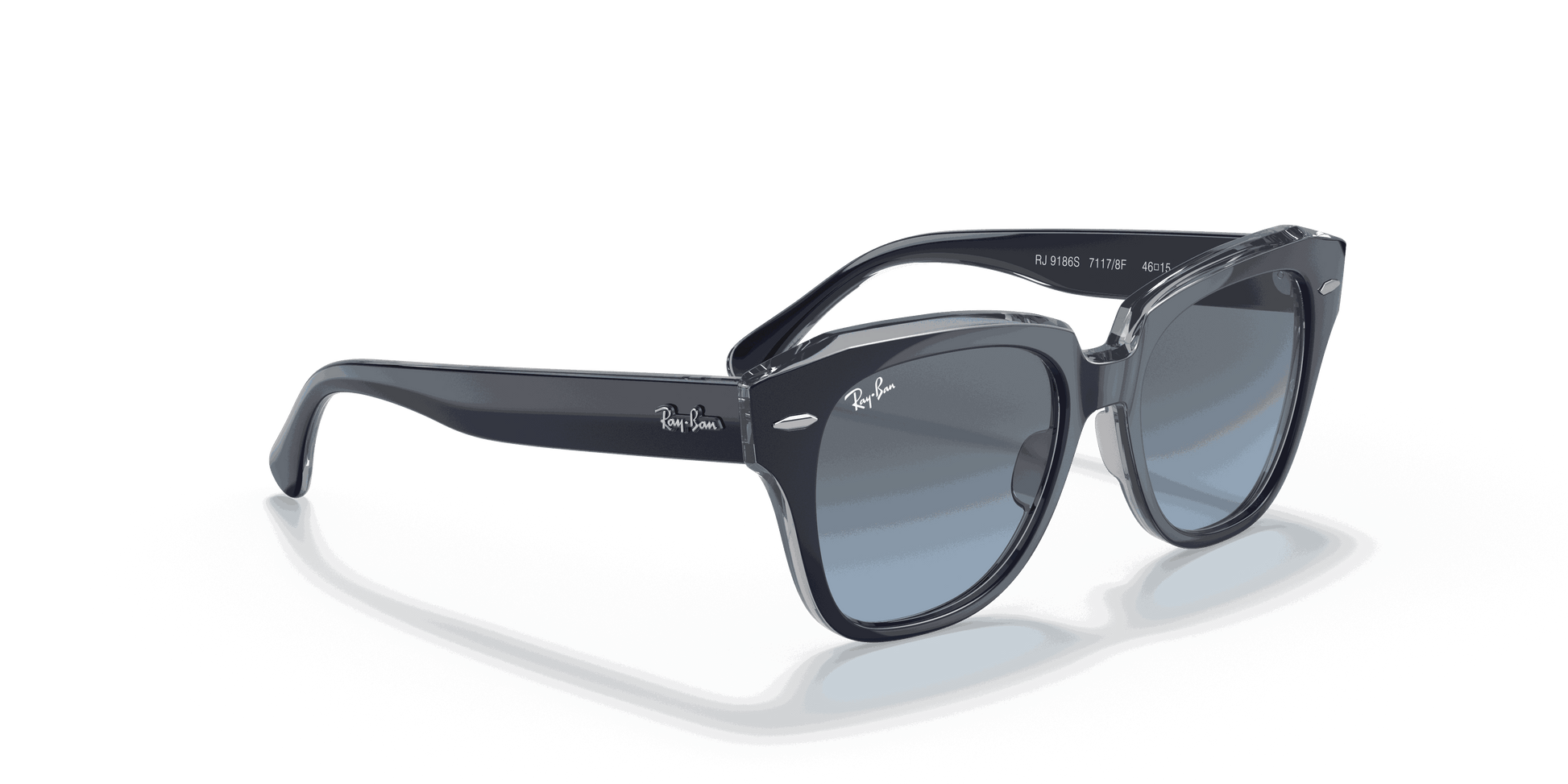 [Blue/Grey Lenses, Polished Blue On Transparent Grey Frame]