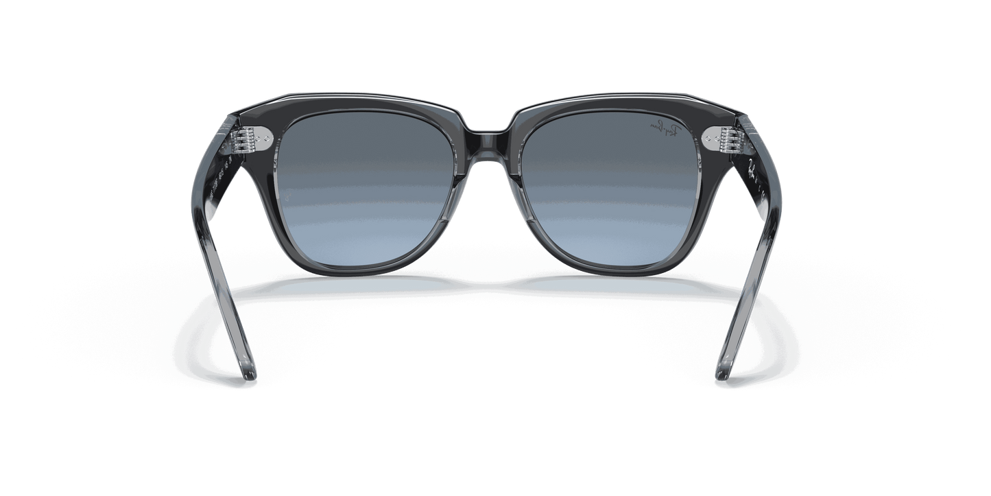 [Blue/Grey Lenses, Polished Blue On Transparent Grey Frame]