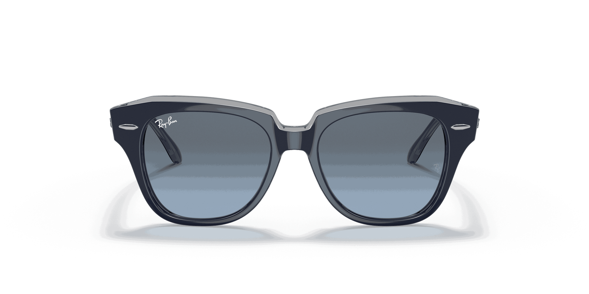 [Blue/Grey Lenses, Polished Blue On Transparent Grey Frame]
