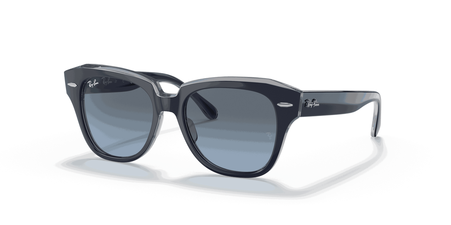 [Blue/Grey Lenses, Polished Blue On Transparent Grey Frame]