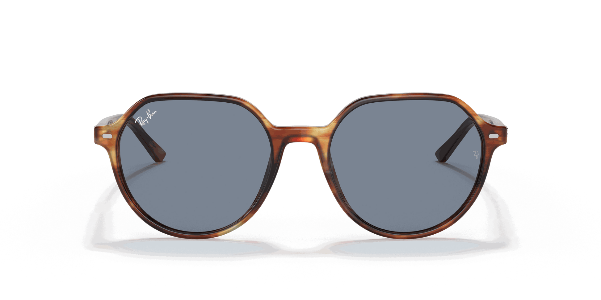 [Blue Lenses, Polished Striped Havana Frame]