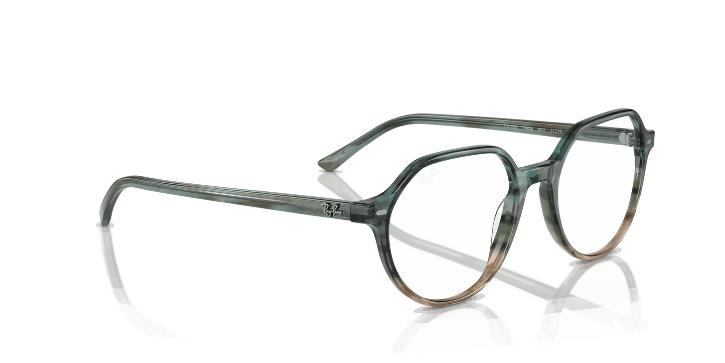 [Clear Lenses, Polished Striped Blue & Green Frame]