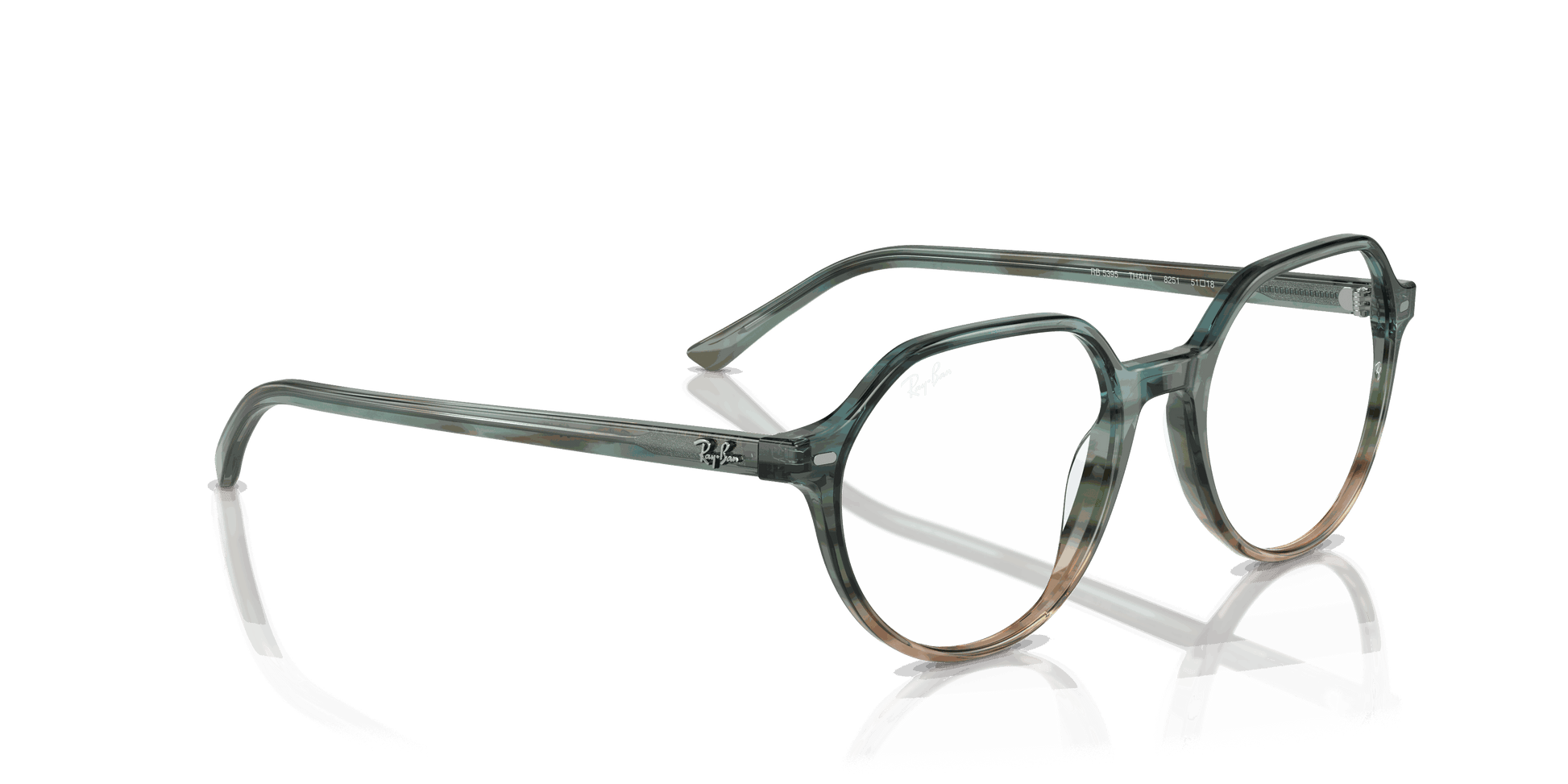 [Clear Lenses, Polished Striped Blue & Green Frame]