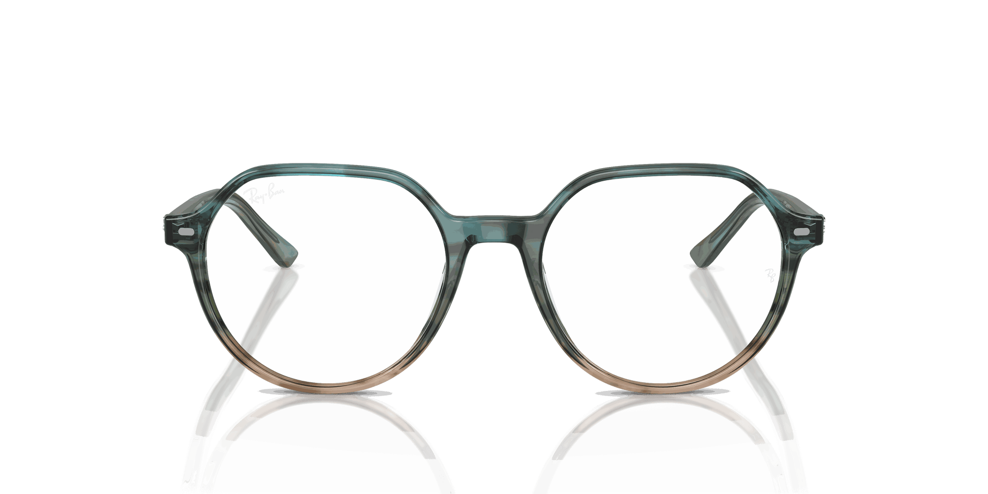 [Clear Lenses, Polished Striped Blue & Green Frame]