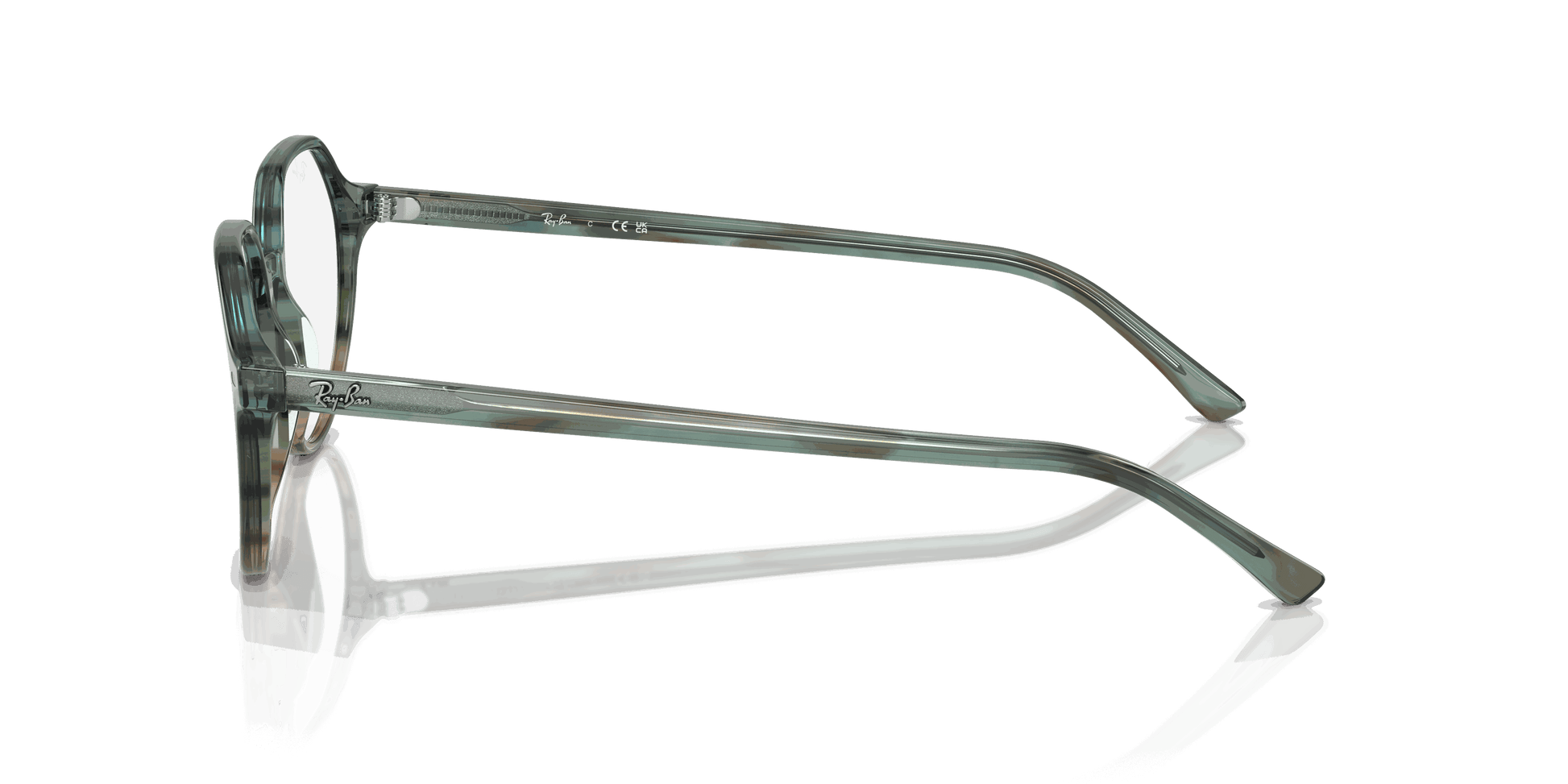 [Clear Lenses, Polished Striped Blue & Green Frame]