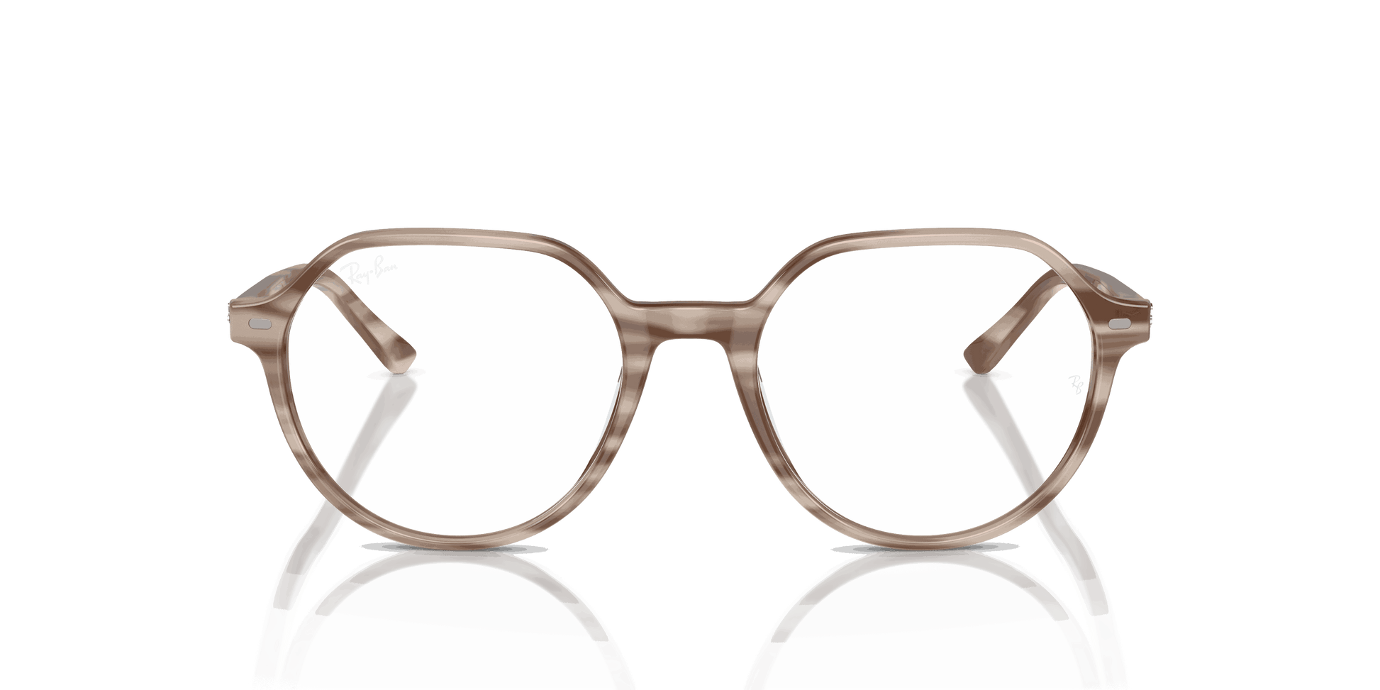 [Clear Lenses, Polished Striped Beige Frame]