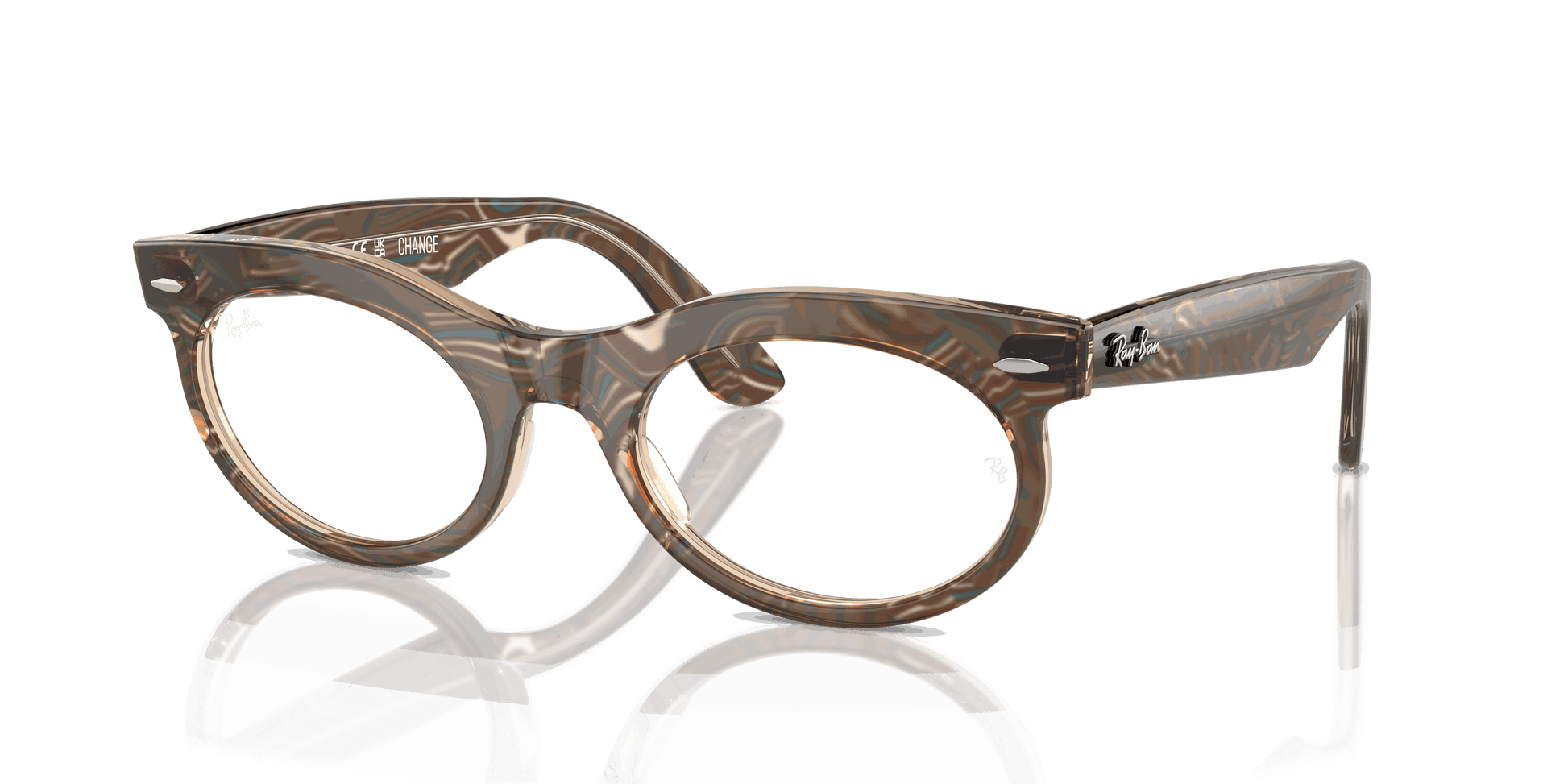 [Clear Lenses, Polished Photo Waves Brown Frame]