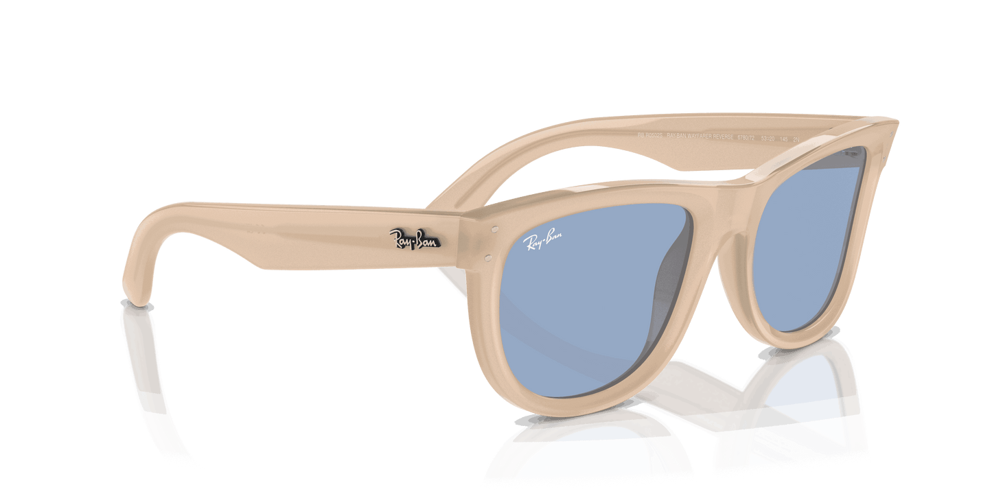 [Light Blue Lenses, Polished Opal Beige & Honey Frame]