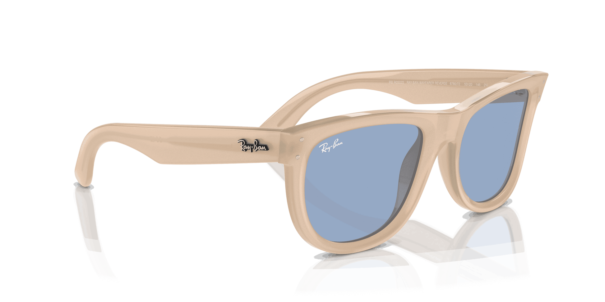 [Light Blue Lenses, Polished Opal Beige & Honey Frame]