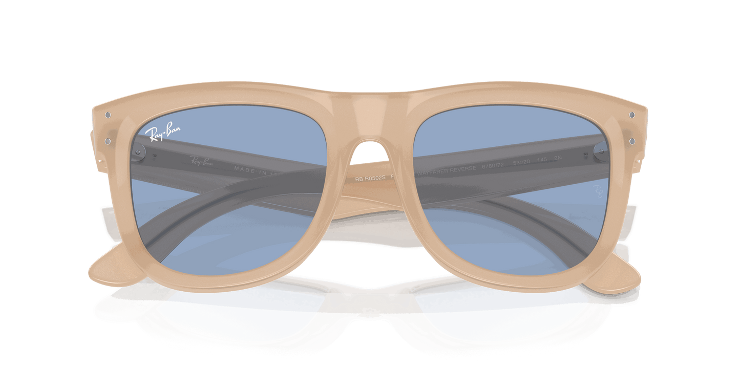 [Light Blue Lenses, Polished Opal Beige & Honey Frame]