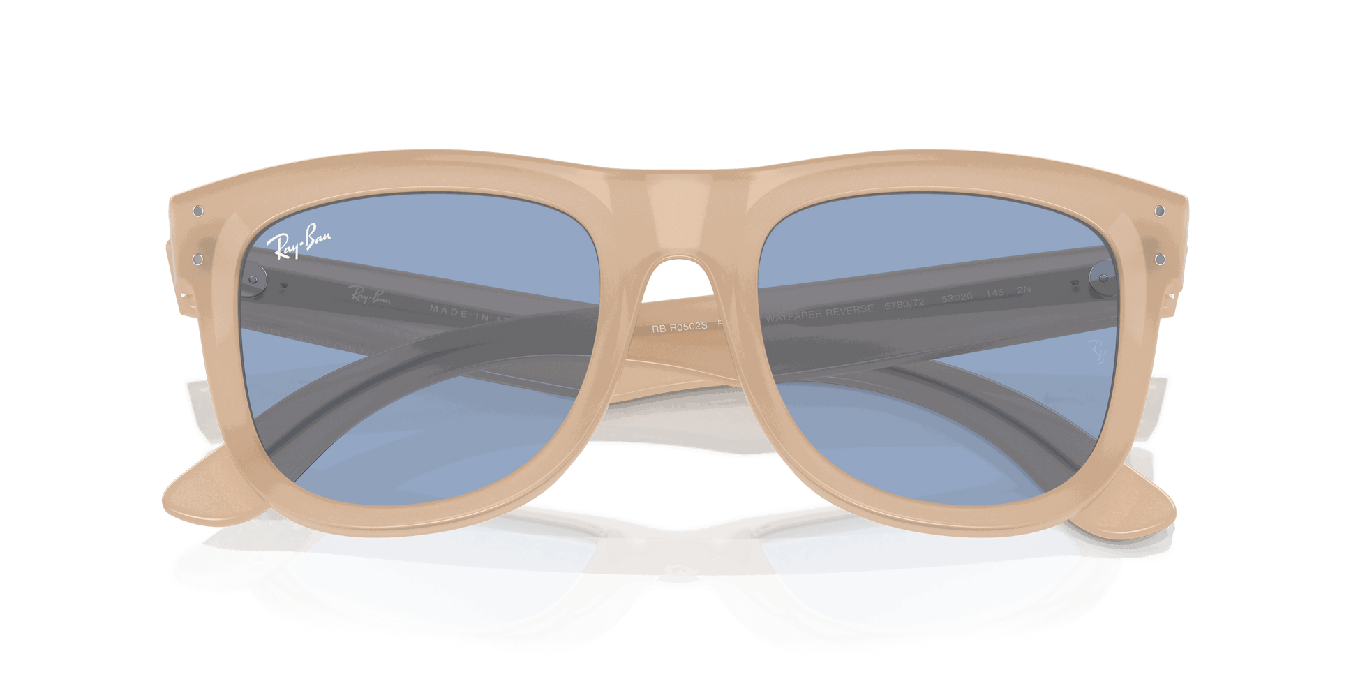 [Light Blue Lenses, Polished Opal Beige & Honey Frame]