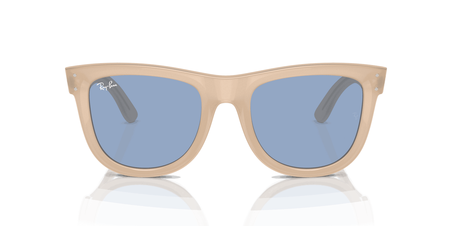 [Light Blue Lenses, Polished Opal Beige & Honey Frame]