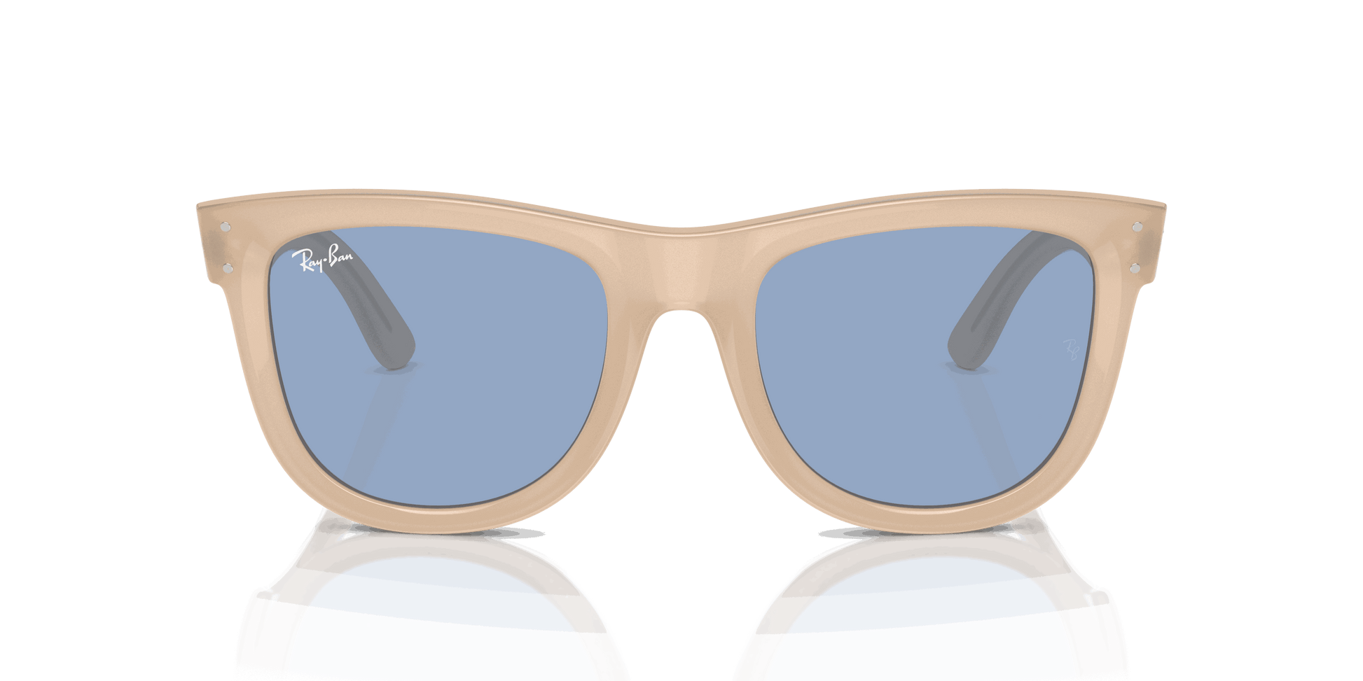 [Light Blue Lenses, Polished Opal Beige & Honey Frame]