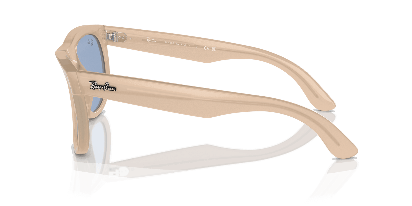 [Light Blue Lenses, Polished Opal Beige & Honey Frame]