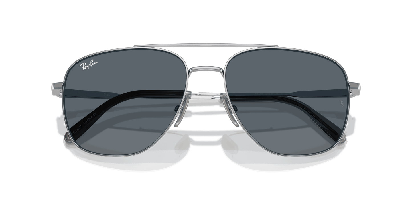 [Blue Lenses, Polished Silver Frame]