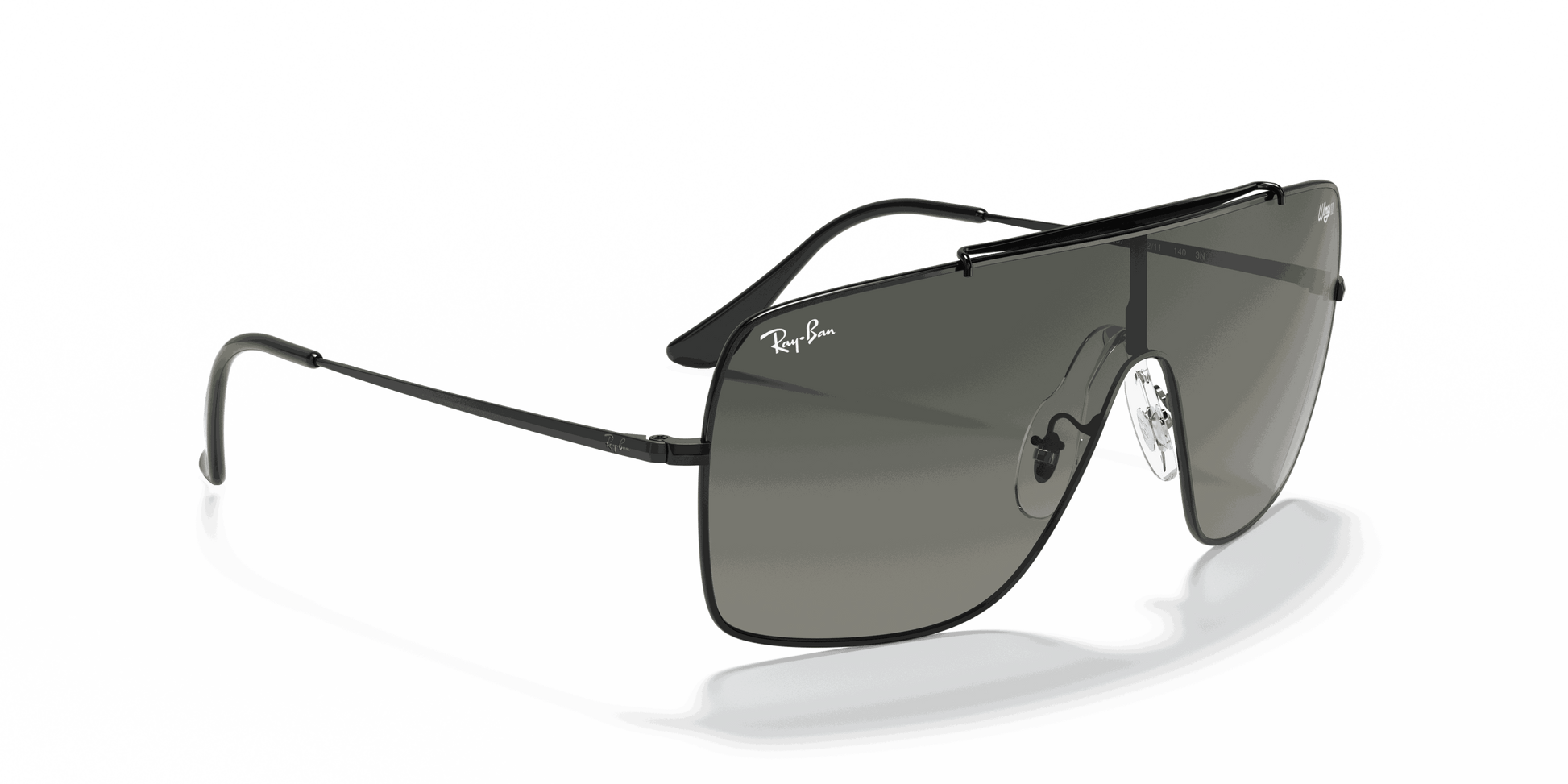 [Grey Gradient Lenses, Polished Black Frame]