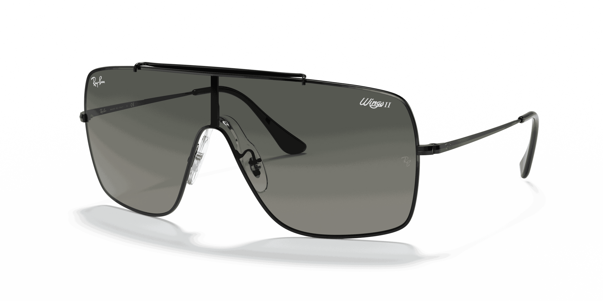 [Grey Gradient Lenses, Polished Black Frame]