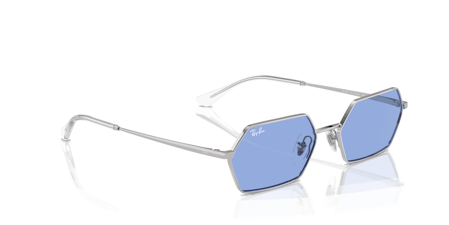 [Blue Lenses, Polished Silver Frame]