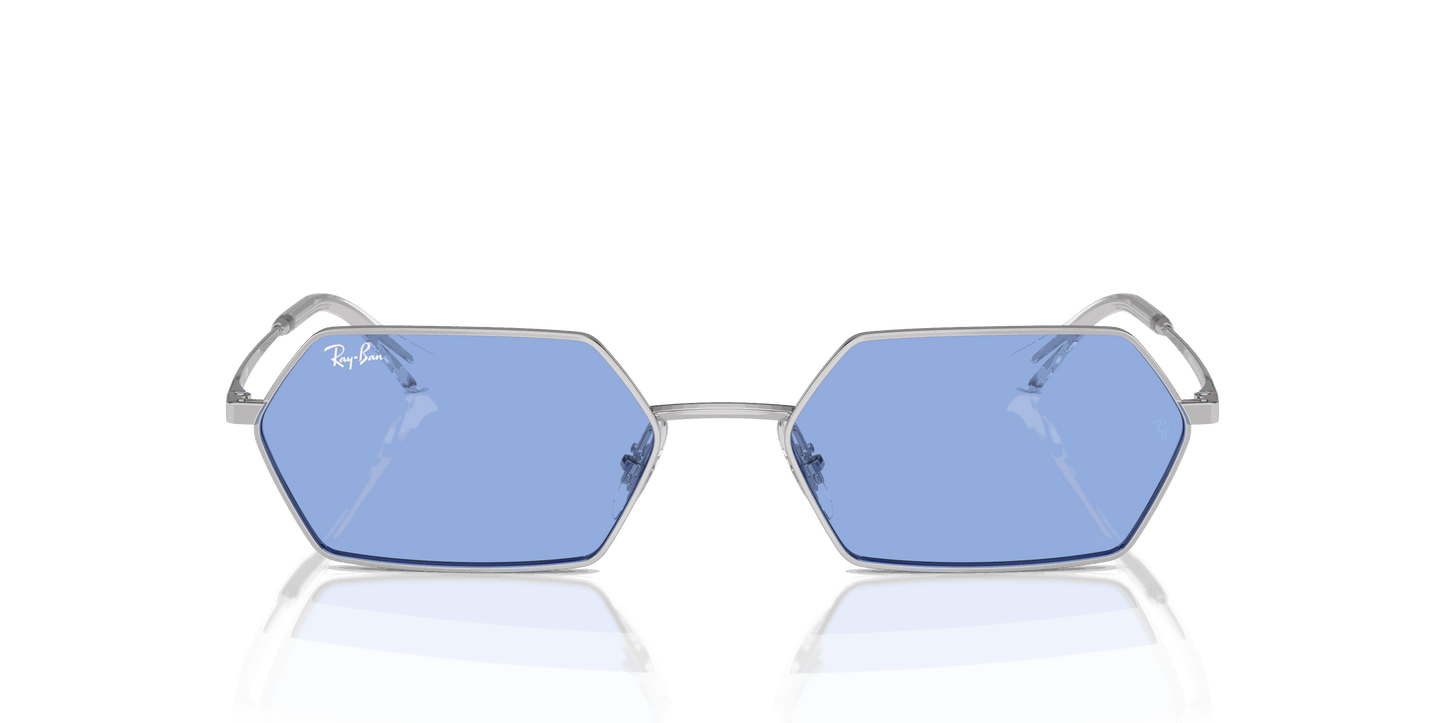 [Blue Lenses, Polished Silver Frame]
