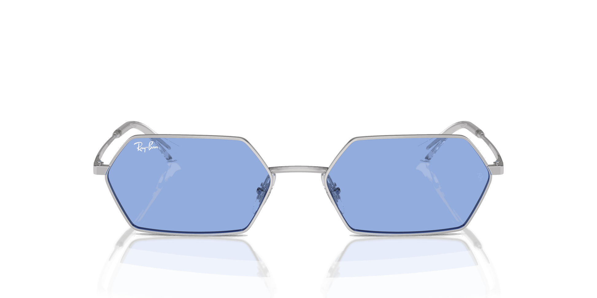 [Blue Lenses, Polished Silver Frame]