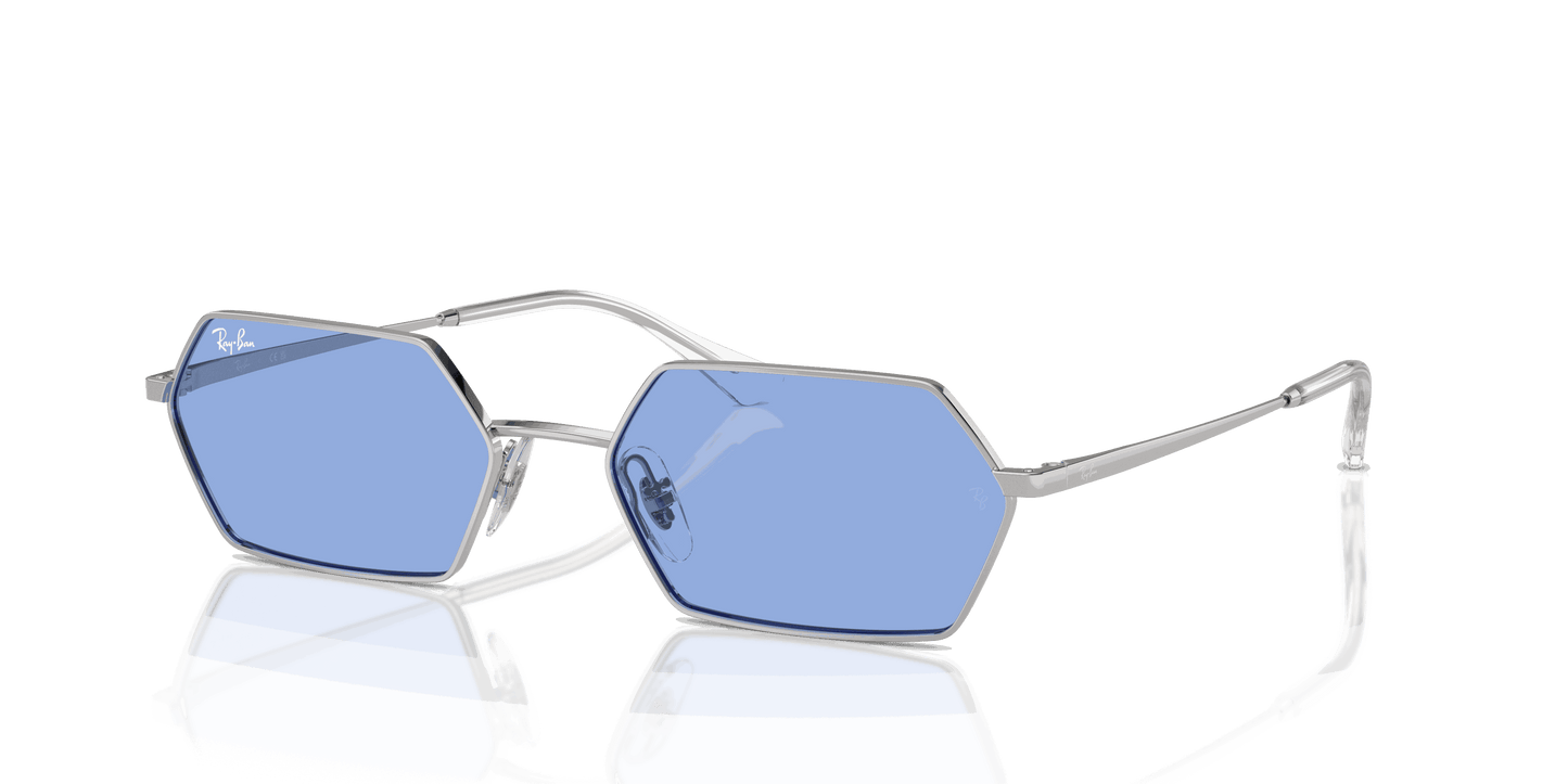 [Blue Lenses, Polished Silver Frame]