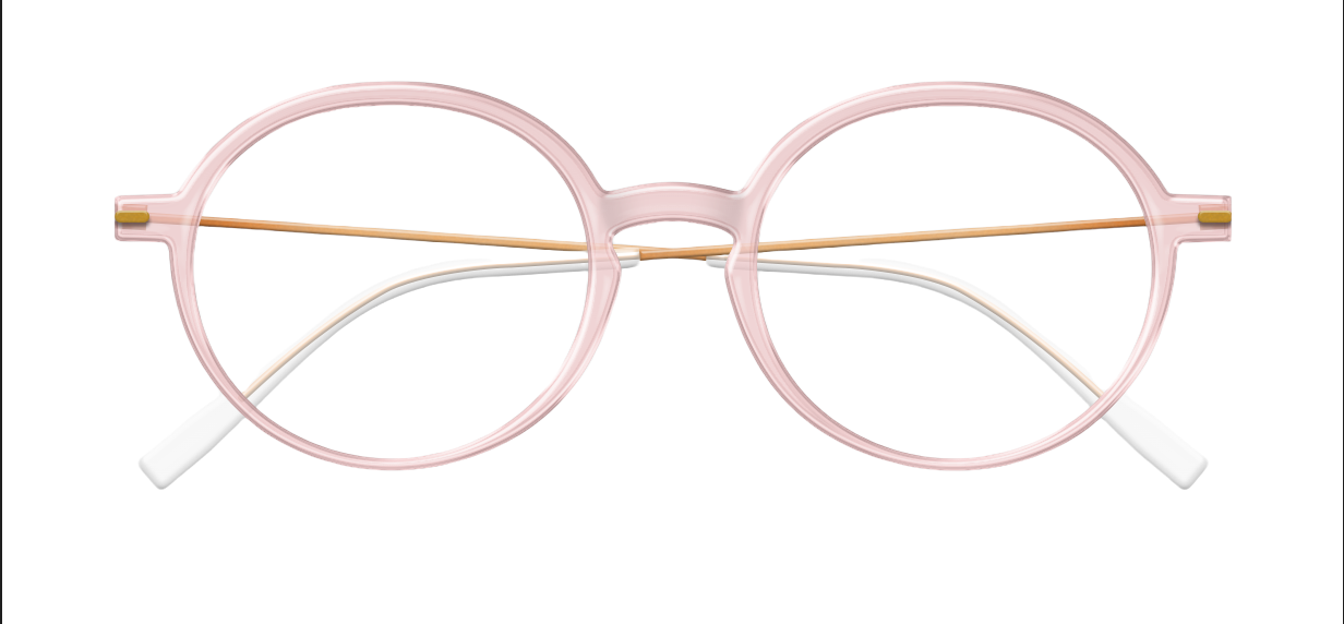 [Clear Pink Face - Gold Rose Temples]