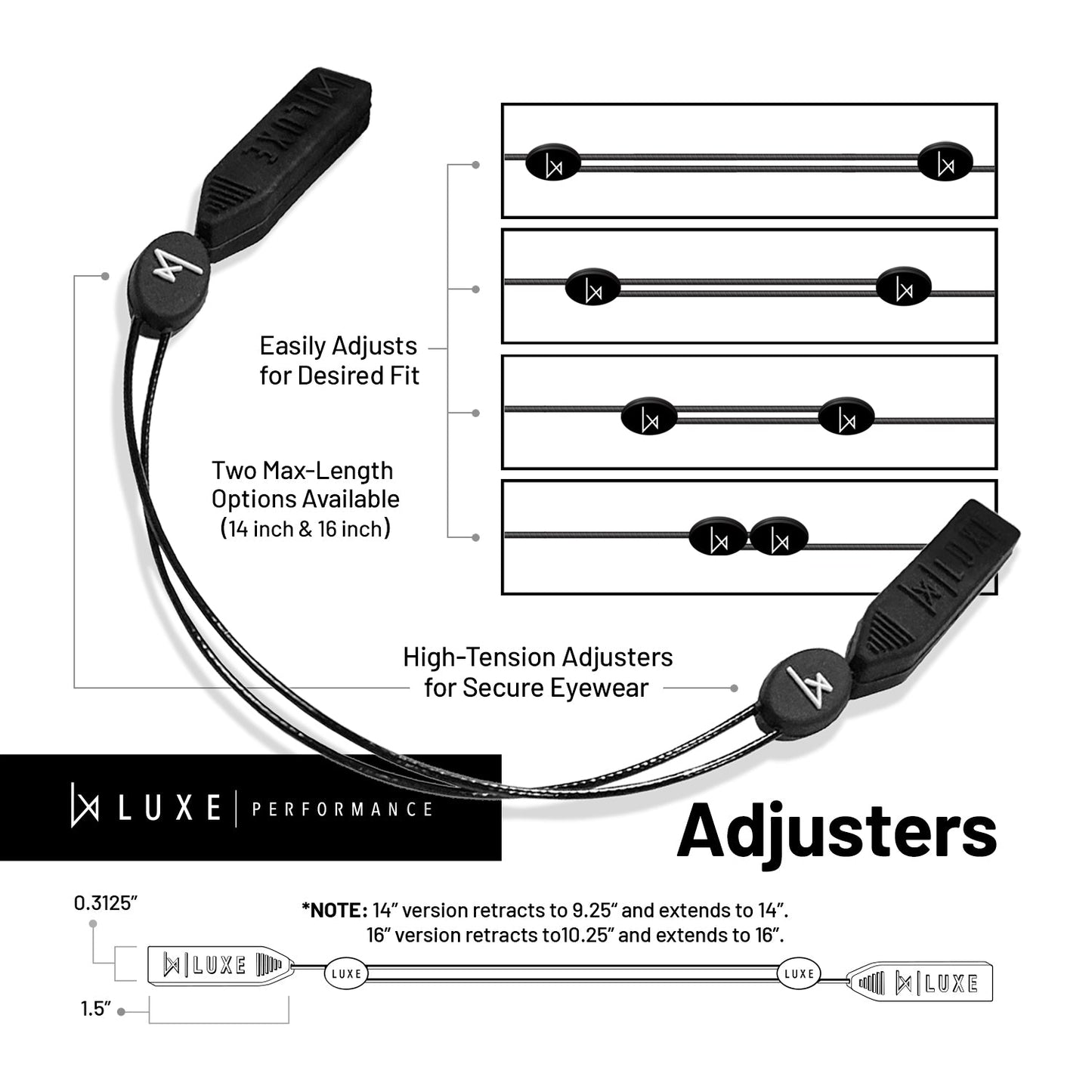 Luxe Performance Eyewear Cable Straps